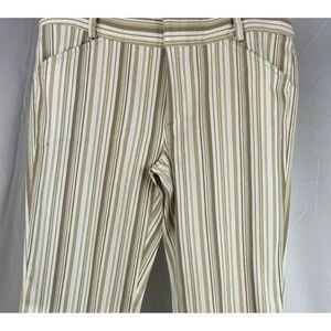 Identify Womens Tan White Striped Metallic Lurex Dress Pants Size 8 Bootcut